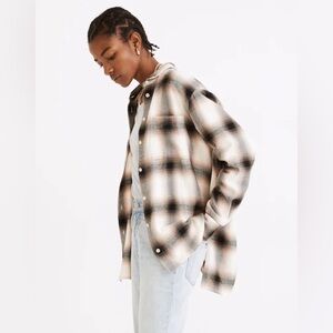 Madewell Flannel Oversized Ex-Boyfriend Shirt in
Robson Plaid, SZ XXS